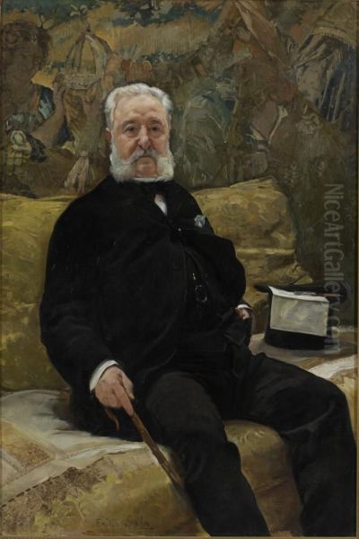 Ramon Maria de las Mercedes de Campoamor y Campoosorio Oil Painting by Emilio Sala