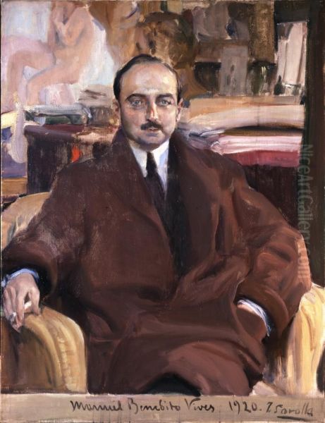 Manuel Benedito Vives Oil Painting by Joaquin Sorolla