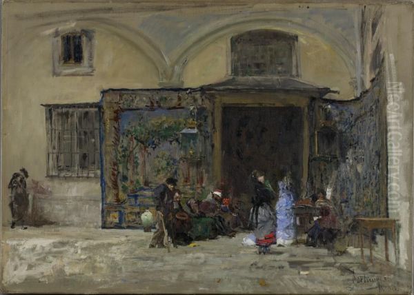 The Portico of the Church of San Gines, Madrid Oil Painting by Maria Fortuny Marsal