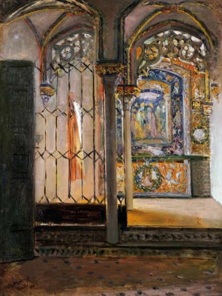 Recuerdo de la Capilla del Alcazar de Sevilla Oil Painting by Raimundo de Madrazo y Garreta