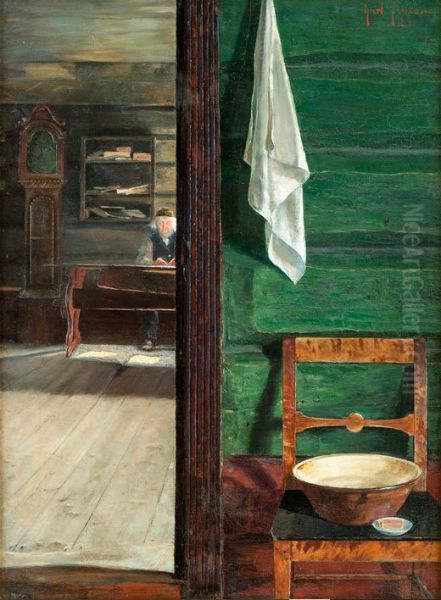 Interior fromNumedal Oil Painting by Karl Jensen-Hjell