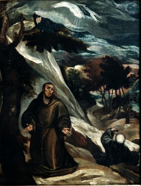 St. Francis in a landscape Oil Painting by El Greco