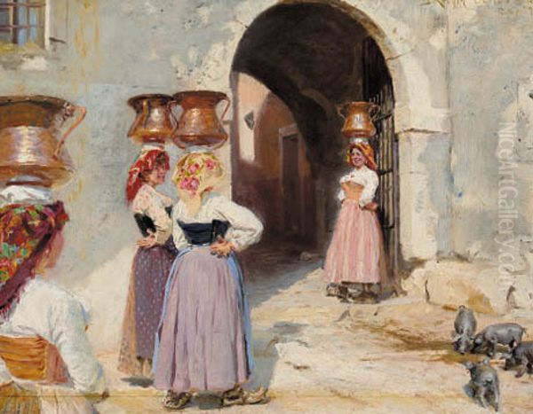 At the gate of Civita d'Antino. Oil Painting by Peder Severin Kroyer