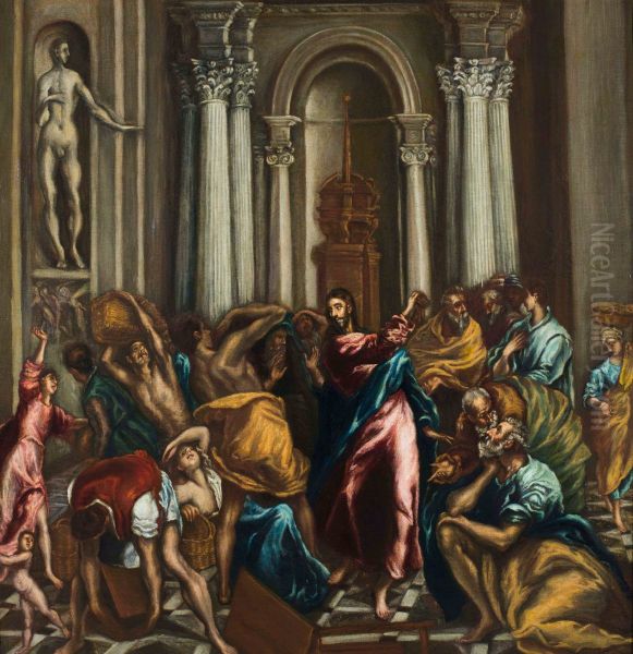 Christ Driving the Money Changers from the Temple Oil Painting by El Greco