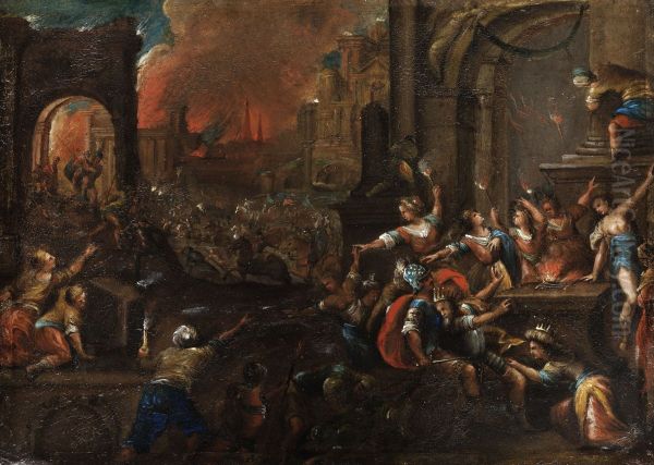 The Fire of Troy Oil Painting by Gillis van Valckenborch