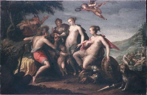 The Judgement of Paris (1588) Oil Painting by Hans Von Aachen