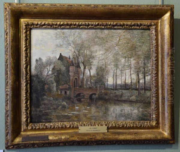 Wagnonville Castle Oil Painting by Jean-Baptiste Camille Corot