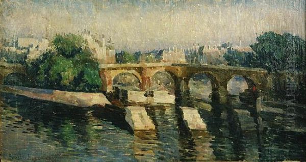 Pont Neuf W Paryzu Oil Painting by Boleslaw Buyko