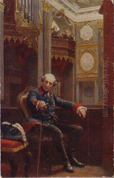 Frederick the Great in the Chapel at Charlottenburg. Oil Painting by Oscar Begas