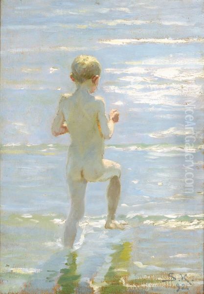 Badende dreng. Oil Painting by Peder Severin Kroyer