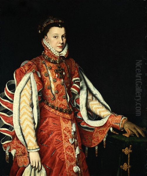 Portrait of Elisabeth van Valois, third wife of Philip II Oil Painting by Antonis Mor