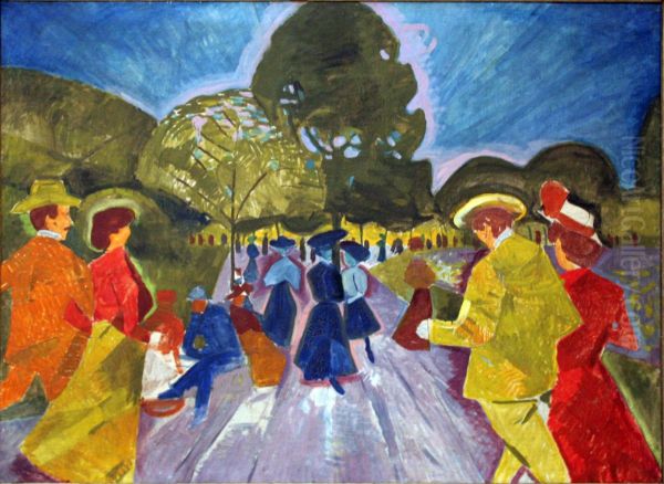 Promenade in the Rieger gardens Oil Painting by Bohumil Kubista