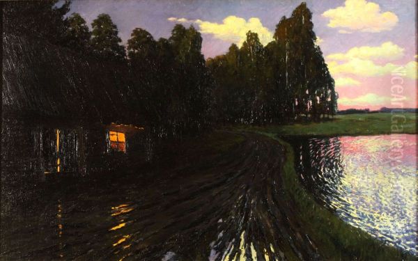 Landscape by night Oil Painting by Stanislaw Ignacy Witkiewicz