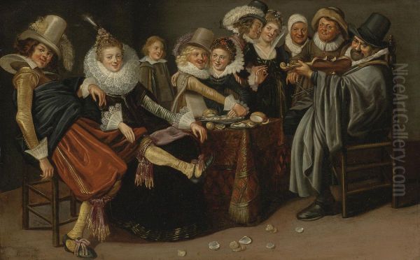 Musical Company In An Interior Oil Painting by Willem Buytewech