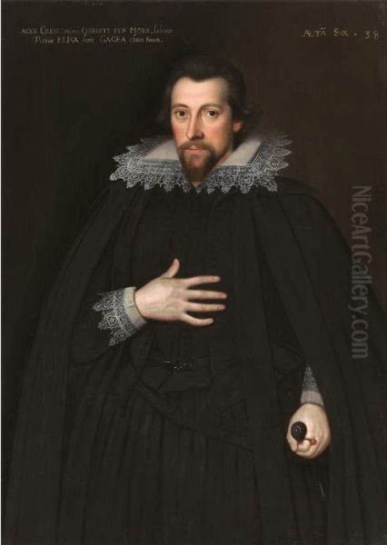 Portrait of Christopher Cresacre More (1572-1649) Oil Painting by William Larkin