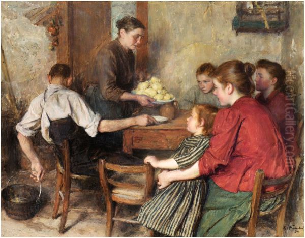 Le repas frugal, Emile Friant Oil Painting by Emile Friant