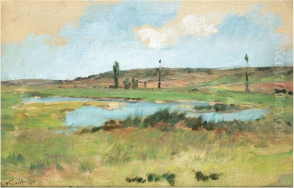 Paysage a l'etang Oil Painting by Emile Friant