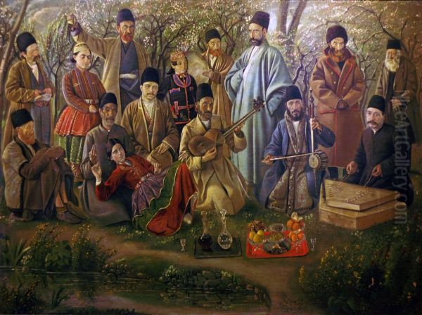 Iranian Music Group Oil Painting by Kamal-ol-molk