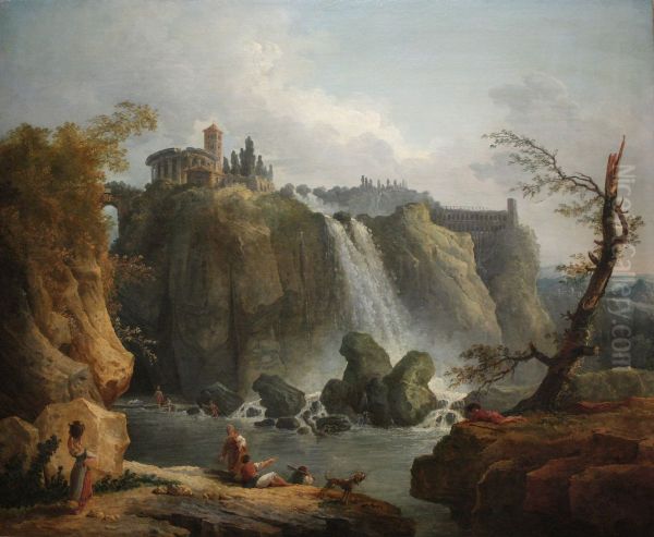 Les Cascatelles de Tivoli Oil Painting by Hubert Robert