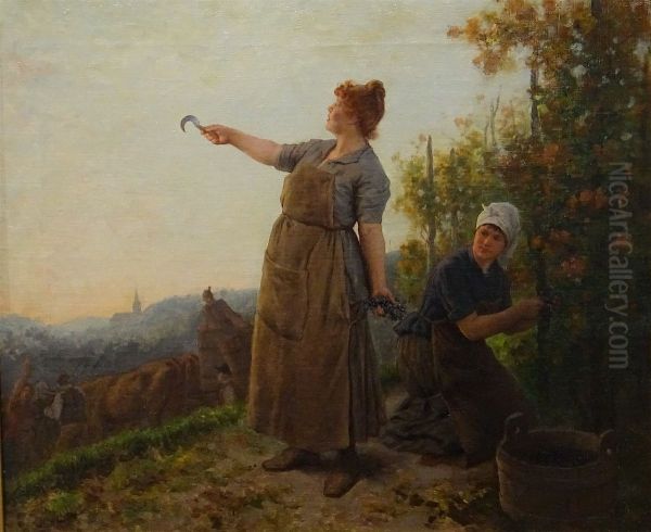 Grape Harvest Oil Painting by Frederic Theodore Lix