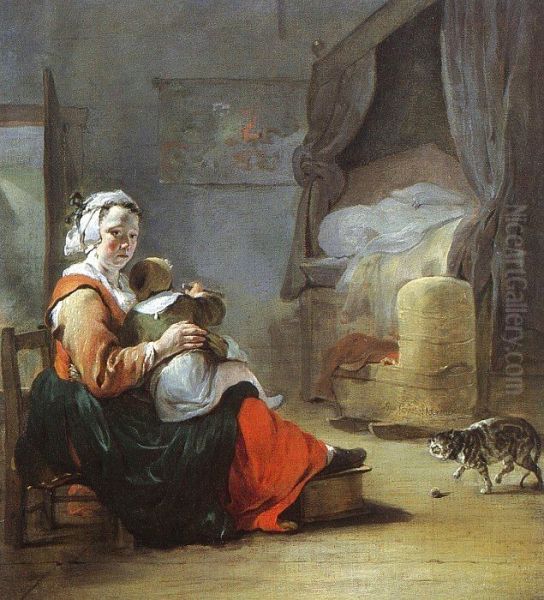 Mother and Child Oil Painting by Jan Baptist Weenix