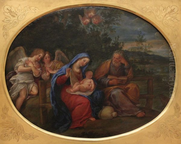 La Sainte Famille dans un paysage Oil Painting by Francesco Albani