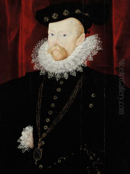 Sir Amias Paulet (c. 1533-1588) Oil Painting by Nicholas Hilliard