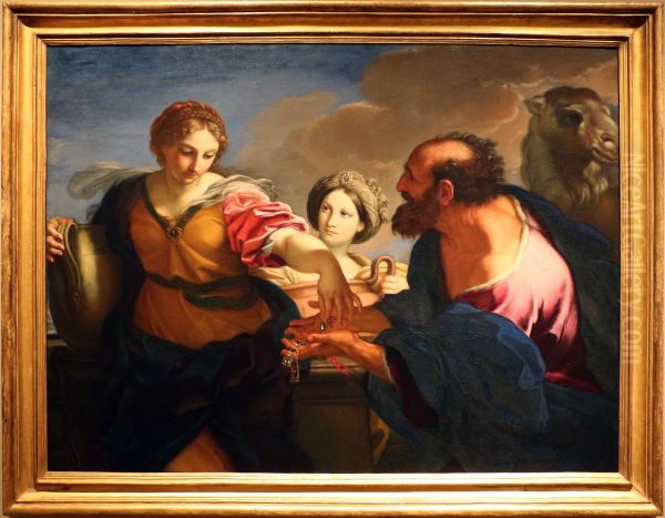 Rebecca and Eleazar at the well Oil Painting by Carlo Maratta