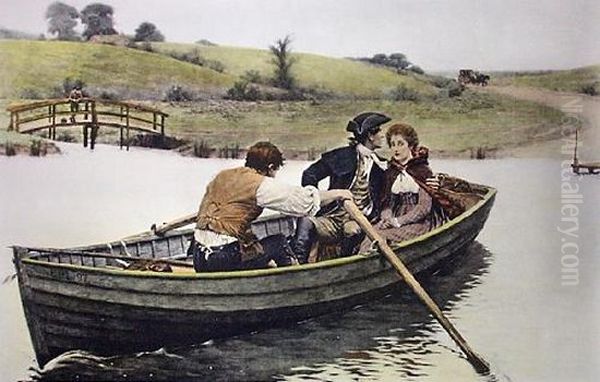 A Stern Chase, is a Long Chase Oil Painting by Edmund Leighton