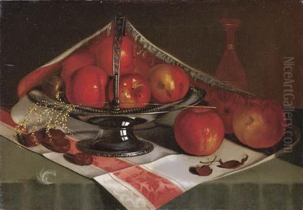 Still Life Of Apples In A Silver Compote Oil Painting by Taylor Buzzell