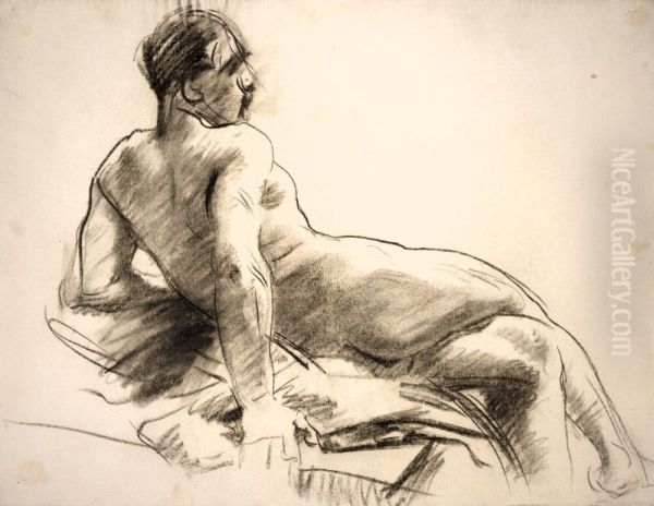 Reclining Male Nude Seen from Behind Oil Painting by John Singer Sargent