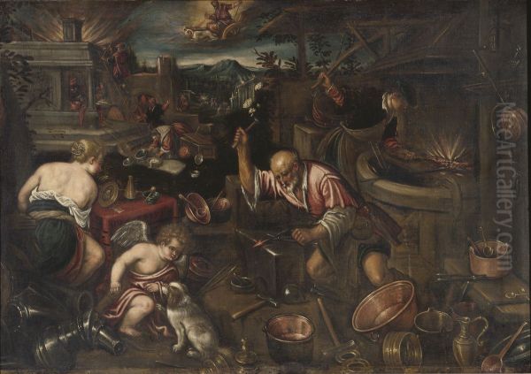 Fire Oil Painting by Jacopo Bassano