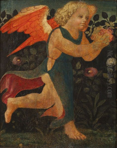 Putto vid rosenhack Oil Painting by Francesco Pesellino