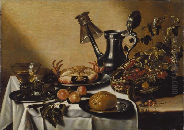 Maltidsstycke med krabba och frukter Oil Painting by Pieter Claesz