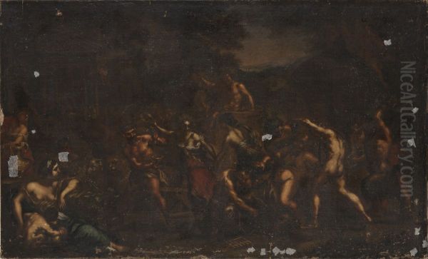 Bacchusfirande sallskap Oil Painting by Pietro da Cortona