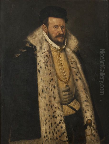 Portrait of a Man in a Furlined Coat Oil Painting by Giovanni Battista Moroni