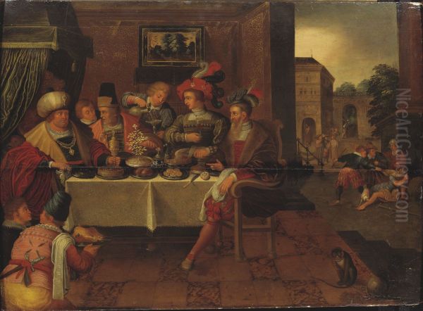 The Rich Man and Lazarus Oil Painting by Frans Francken I