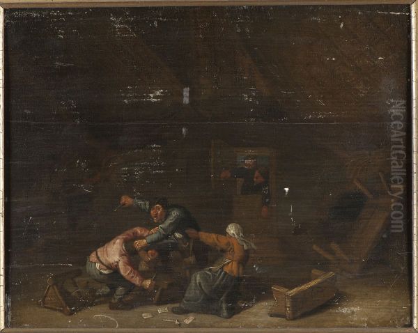 Fight between Gambling Peasants Oil Painting by Adriaen van Ostade