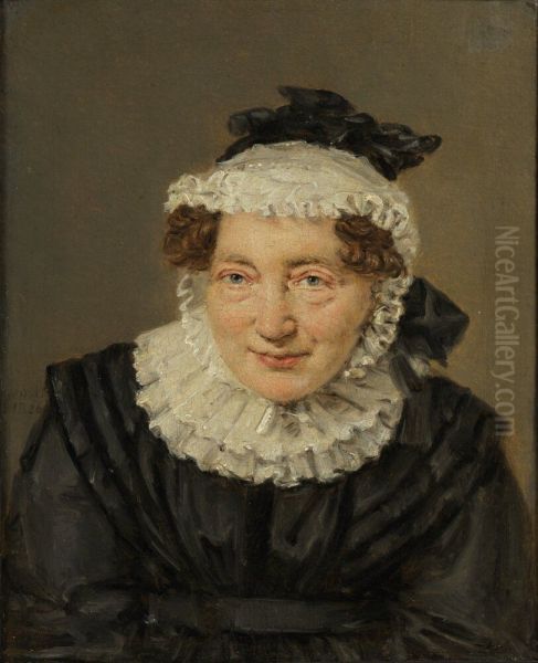 The Professor's Wife Elisabeth Christine Sophie Horrebow, nee Manthey Oil Painting by Christian Albrecht Jensen