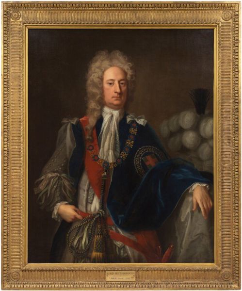 Charles Mordaunt (1658-1735), 3:e earl av Peterborough och 1:e earl of Monmouth Oil Painting by Michael Dahl