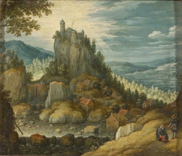 Landskap med borg Oil Painting by Marten Ryckaert