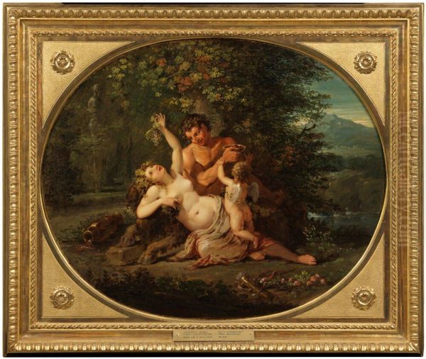 Satyr och backant Oil Painting by Benigne Gagneraux