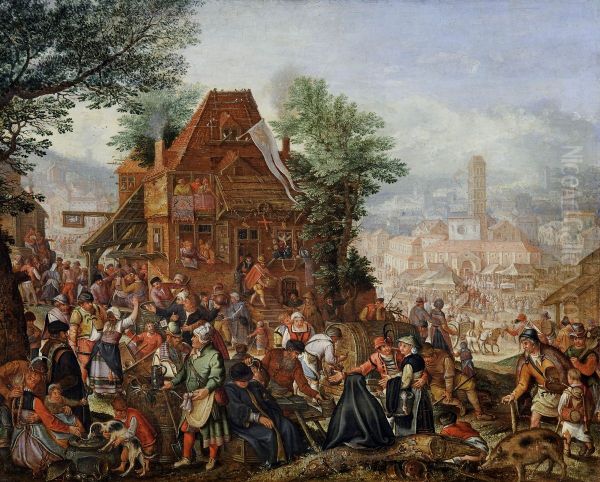 Fete anniversaire de la consecration d'une eglise Oil Painting by Pieter Stevens