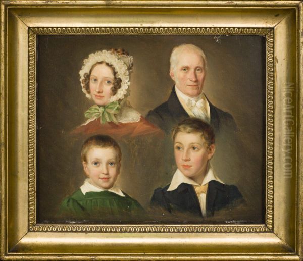 The Artist's Father, Wife, Son and Foster Son Oil Painting by Emil Baerentzen