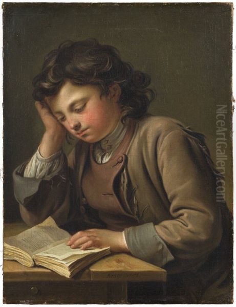 Reading Boy Oil Painting by Per Krafft the Elder