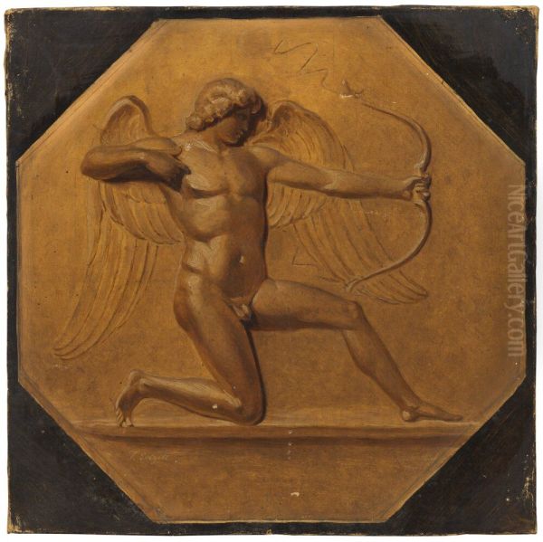 Cupid Fires His Arrow, after a Relief by Johan Tobias Sergel Oil Painting by Johan Gustaf Sandberg