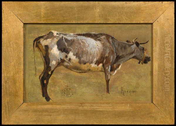 Study of a Cow Oil Painting by Johan Lundbye