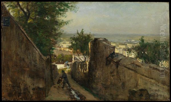 A Street in Montmartre Oil Painting by Olof Hermelin