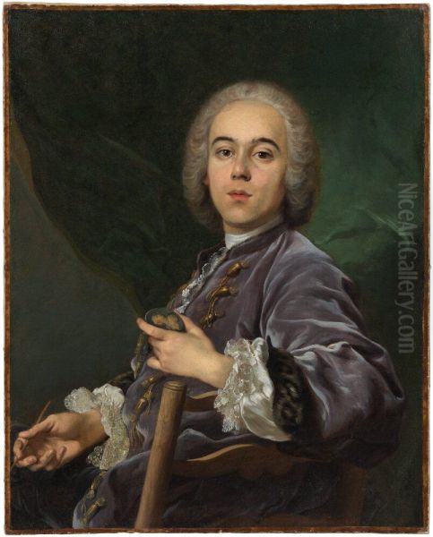 The Engraver and Goldsmith Jacques Roettiers Oil Painting by Louis-Michel Van Loo