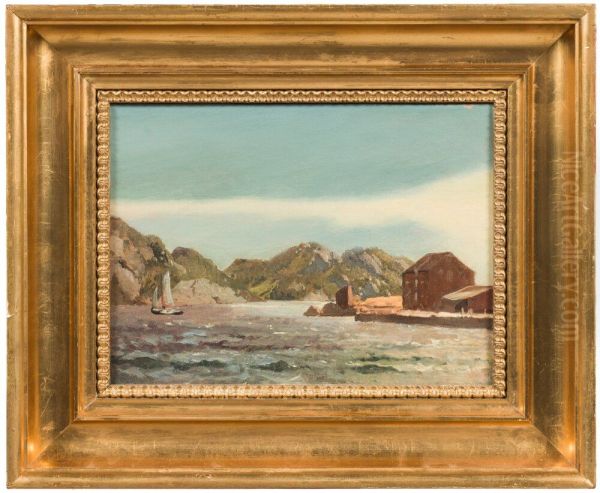 A View from a Swedish Coast Oil Painting by Carl Frederik Sorensen